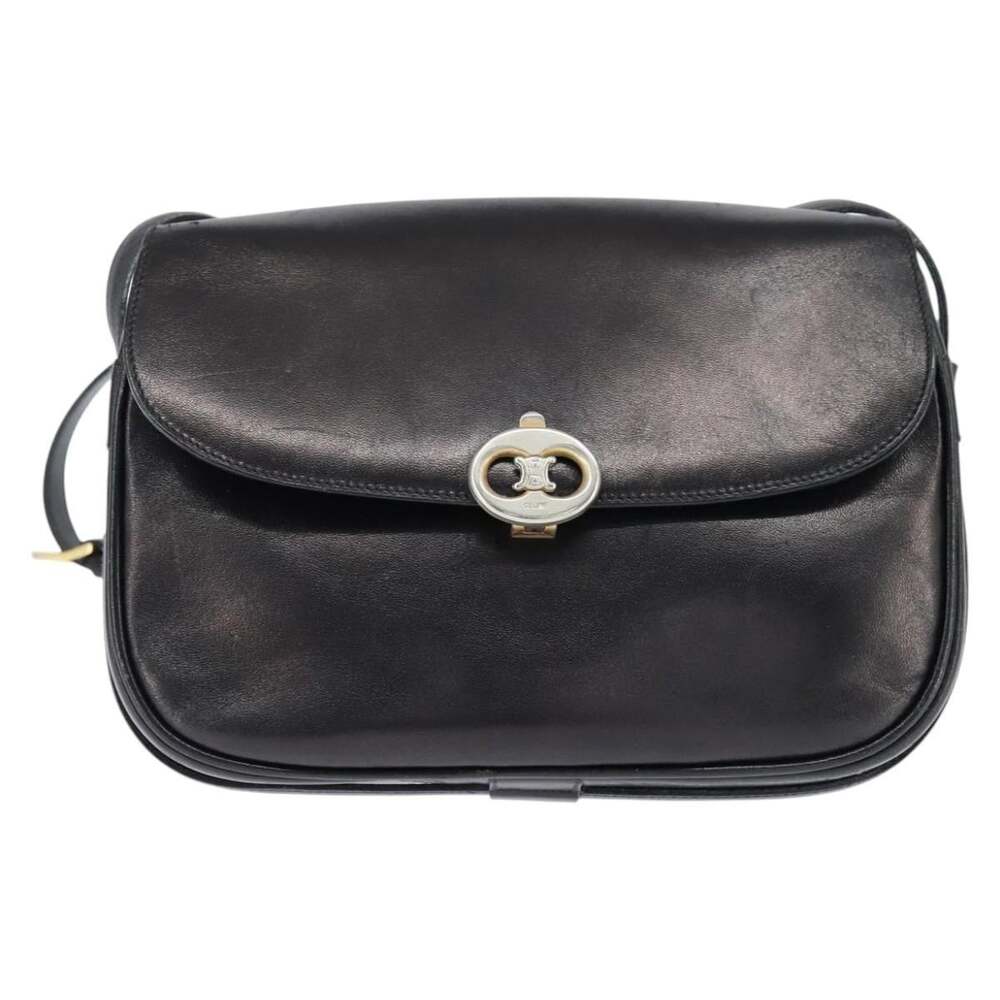 Celine Leather Shoulder Bag Black